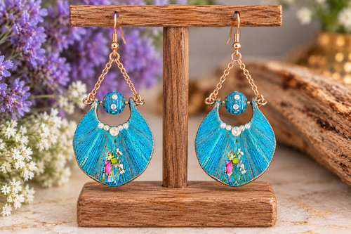 Blue patina resin crescent - blue,