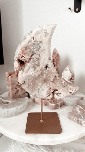 Carved crystal crescent - carved,